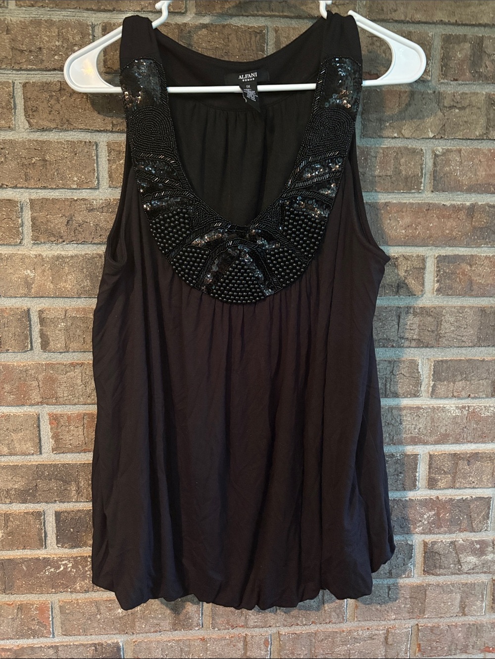 Alfani Black Beaded Scoop-Neck Sleeveless Tank